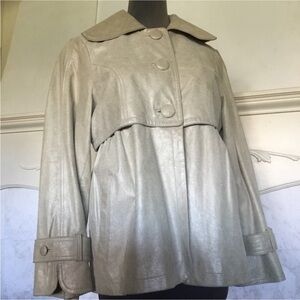 Bernardo Women's Pearlized Leather Ivory Trench Coat